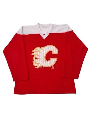Vintage 90s Ravens Athletic Calgary Flames Mesh Jersey Fleury #14 Youth XL 1994